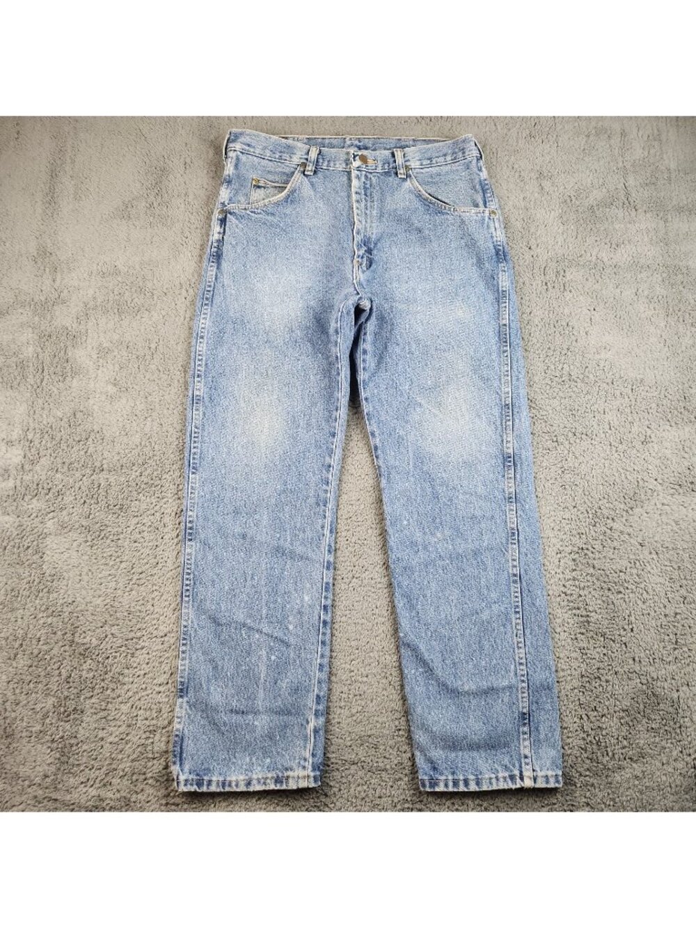 Wrangler Jean Men's 34x29 Blue Stonewash Faded Regular Fit Straight Leg Workwear